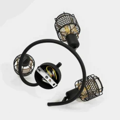 Loftlamper ^ Lindby Eudoria loftlampe, 3 lyskilder, sort/guld