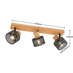 Lindby Spotlights > Evinora loftspot af træ, 3 lyskilder