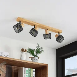 Lindby Loftlamper|Loftlamper > Evinora loftspot, 77 cm, sort, 4 lyskilder, træ