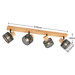 Lindby Loftlamper|Loftlamper > Evinora loftspot, 77 cm, sort, 4 lyskilder, træ