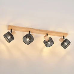 Lindby Loftlamper|Loftlamper > Evinora loftspot, 77 cm, sort, 4 lyskilder, træ