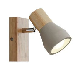 Gang|Loftlamper ^ Lindby Filiz spotlight, 12 cm høj, træ, beton, E14