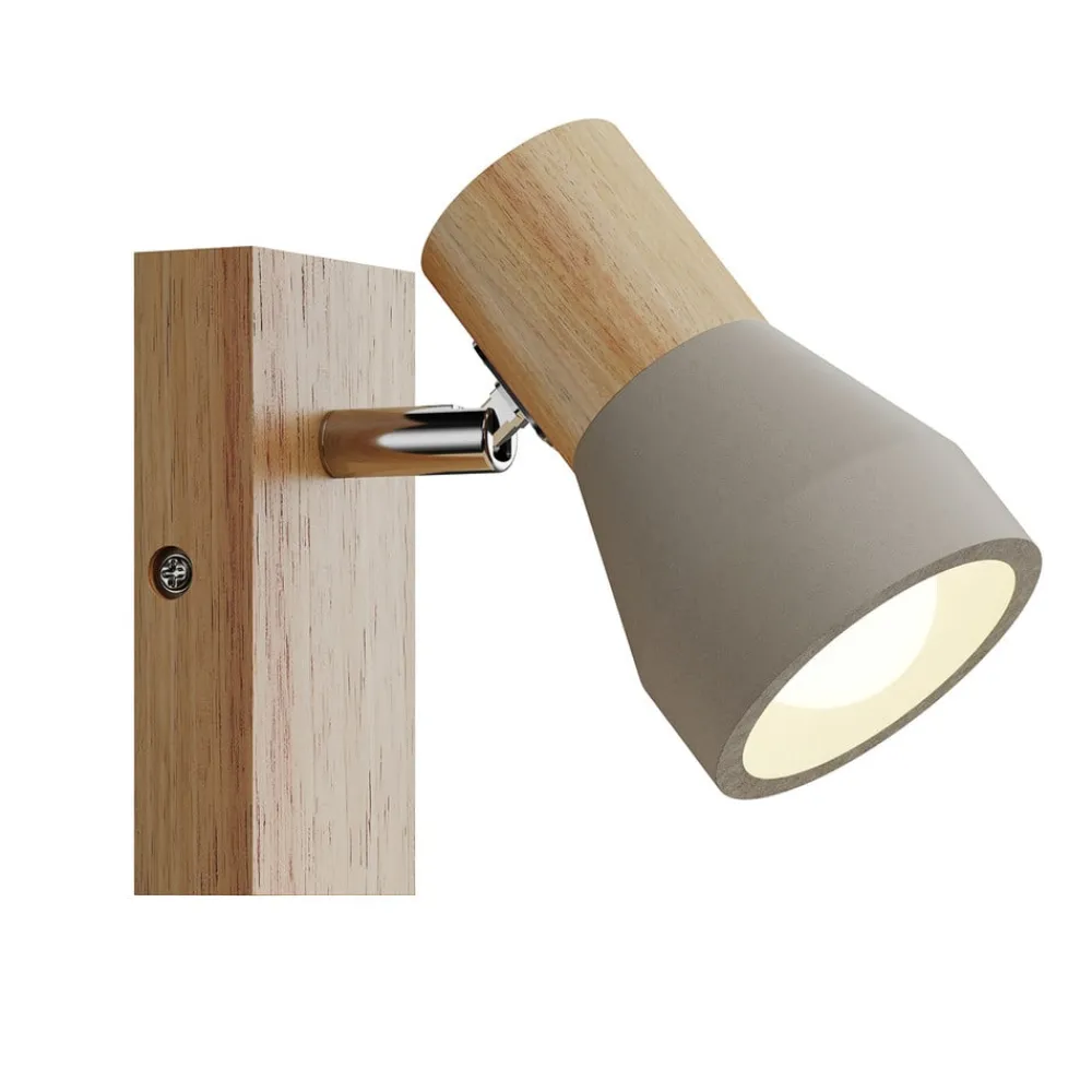 Gang|Loftlamper ^ Lindby Filiz spotlight, 12 cm høj, træ, beton, E14