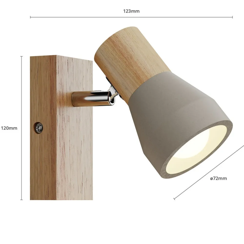 Gang|Loftlamper ^ Lindby Filiz spotlight, 12 cm høj, træ, beton, E14