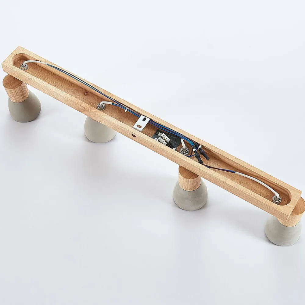 Lindby Gang|Loftlamper > Filiz spotlight, 4 lyskilder, 77 cm, træ, beton, E14