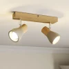Gang|Loftlamper ^ Lindby Filiz spotlight, 2 lyskilder, 27 cm, træ, beton, E14