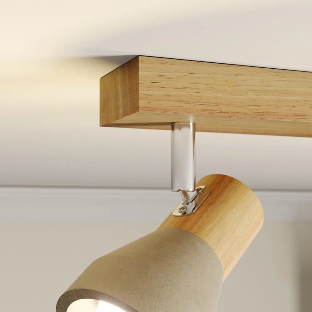 Gang|Loftlamper ^ Lindby Filiz spotlight, 2 lyskilder, 27 cm, træ, beton, E14