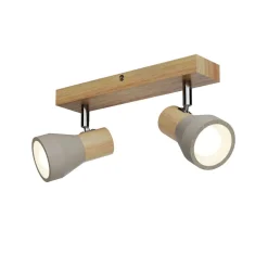 Gang|Loftlamper ^ Lindby Filiz spotlight, 2 lyskilder, 27 cm, træ, beton, E14