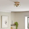 Gang|Loftlamper ^ Lindby Filiz spotlight, 3 lyskilder, Ø 20 cm, træ, beton, E14