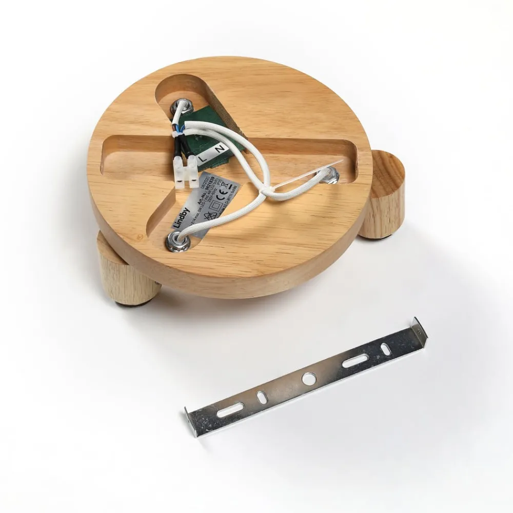 Gang|Loftlamper ^ Lindby Filiz spotlight, 3 lyskilder, Ø 20 cm, træ, beton, E14
