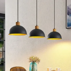 Pendellamper|Pendellamper ^ Lindby Flurin hængelampe, 3 lyskilder, 107 cm, sort, metal