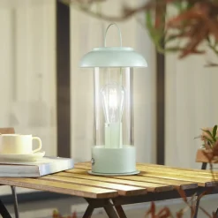 Lindby Dekorationsbelysning|Bordlamper > genopladelig bordlampe Yvette, grøn, IP44, touchdæmper