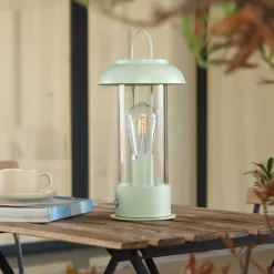 Lindby Dekorationsbelysning|Bordlamper > genopladelig bordlampe Yvette, grøn, IP44, touchdæmper