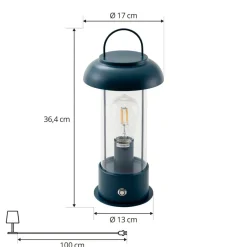 Dekorationsbelysning|Terrassebelysning ^ Lindby genopladelig bordlampe Yvette, blå, IP44, touchdæmper