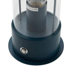 Dekorationsbelysning|Terrassebelysning ^ Lindby genopladelig bordlampe Yvette, blå, IP44, touchdæmper