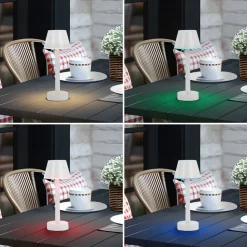 Lindby Dekorationsbelysning|Terrassebelysning > genopladelig LED-lampe Gaja, hvid, USB, IP44, RGBW, dæmpbar