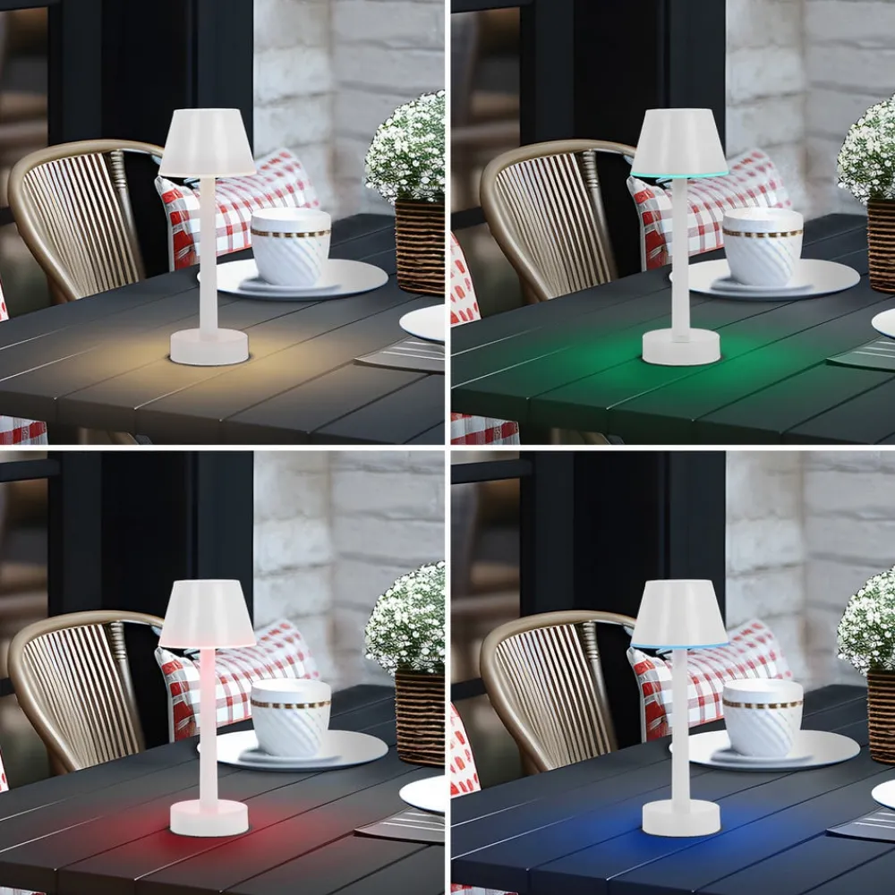 Lindby Dekorationsbelysning|Terrassebelysning > genopladelig LED-lampe Gaja, hvid, USB, IP44, RGBW, dæmpbar