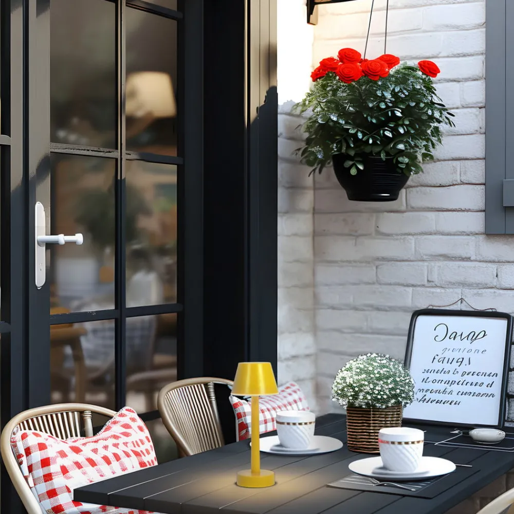 Lindby Dekorationsbelysning|Terrassebelysning > genopladelig LED-lampe Gaja, gul, USB, IP44, RGBW, dæmpbar