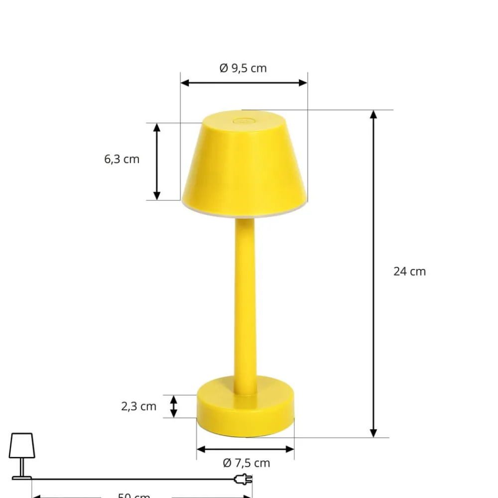 Lindby Dekorationsbelysning|Terrassebelysning > genopladelig LED-lampe Gaja, gul, USB, IP44, RGBW, dæmpbar