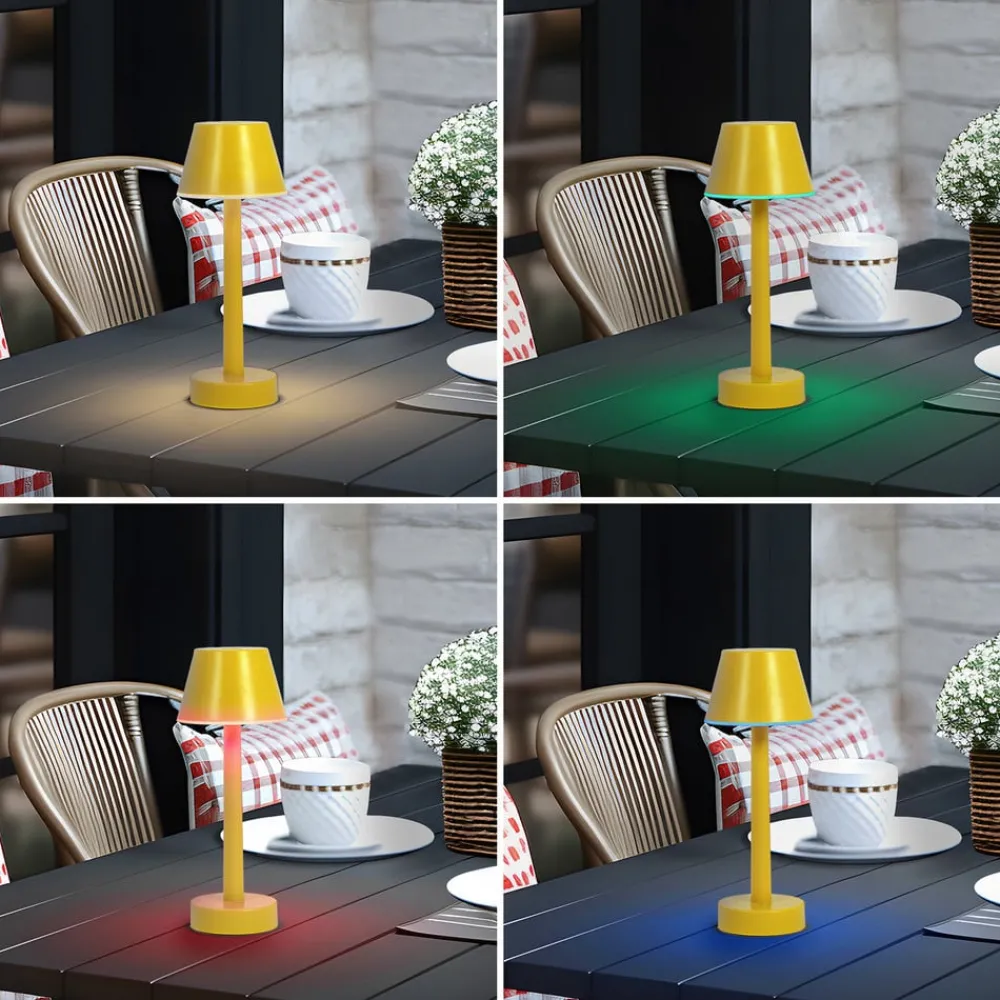 Lindby Dekorationsbelysning|Terrassebelysning > genopladelig LED-lampe Gaja, gul, USB, IP44, RGBW, dæmpbar