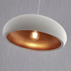 Lindby Gang|Pendellamper > Gerwina pendellampe, hvid/guld, metal, 40 cm, E27