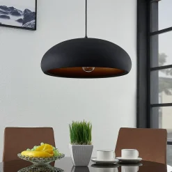 Lindby Gang|Pendellamper > Gerwina pendellampe, sort/guld, metal, 40 cm, E27