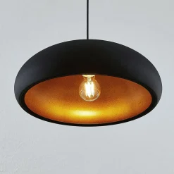 Lindby Gang|Pendellamper > Gerwina pendellampe, sort/guld, metal, 40 cm, E27
