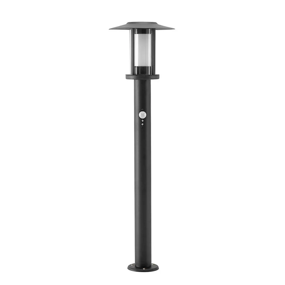 Lindby Gadebelysning Med Sensor|Terrassebelysning > Gregory LED-vejlampe, 76 cm, sensor, mørkegrå, IP44