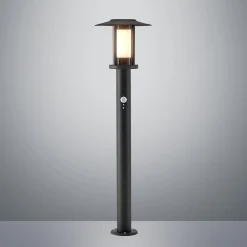 Lindby Gadebelysning Med Sensor|Terrassebelysning > Gregory LED-vejlampe, 76 cm, sensor, mørkegrå, IP44