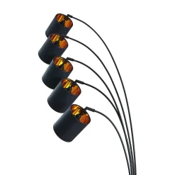 Pendellamper|Gulvlamper ^ Lindby gulvlampe Abiram, sort/guld, tekstil, 70 cm