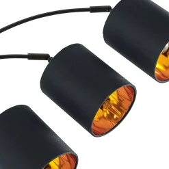 Pendellamper|Gulvlamper ^ Lindby gulvlampe Abiram, sort/guld, tekstil, 70 cm