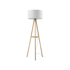Lindby Gang|Gulvlamper > gulvlampe Adamio, Ø 45,5 cm, hvid, tekstil, stativ