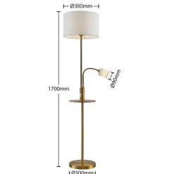 Lindby Gulvlamper|Gulvlamper > Gulvlampe Aovan, bronzefarvet, hylde, USB-port
