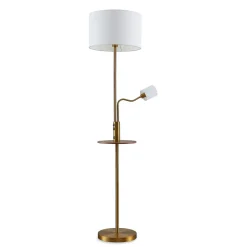 Lindby Gulvlamper|Gulvlamper > Gulvlampe Aovan, bronzefarvet, hylde, USB-port
