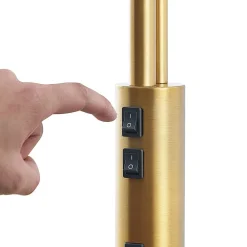 Lindby Gulvlamper|Gulvlamper > Gulvlampe Aovan, bronzefarvet, hylde, USB-port