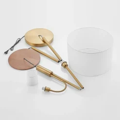 Lindby Gulvlamper|Gulvlamper > Gulvlampe Aovan, bronzefarvet, hylde, USB-port