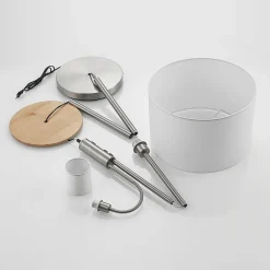 Gulvlamper|Gulvlamper ^ Lindby Gulvlampe Aovan, nikkelfarvet, hylde, USB-port