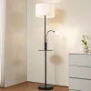 Lindby Gulvlamper|Gulvlamper > Gulvlampe Aovan, sort, hylde, USB-port