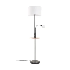 Lindby Gulvlamper|Gulvlamper > Gulvlampe Aovan, sort, hylde, USB-port