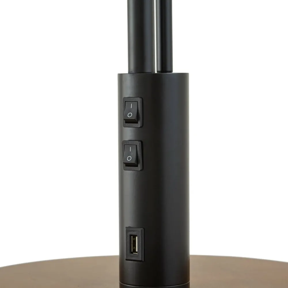 Lindby Gulvlamper|Gulvlamper > Gulvlampe Aovan, sort, hylde, USB-port