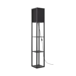 Gang|Pendellamper ^ Lindby gulvlampe Birta, sort, hylde, træ, 159 cm