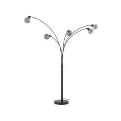 Lindby Gulvlamper|Gulvlamper > gulvlampe Braccio, grå/sort, glas, 5 lyskilder, 204,5 cm