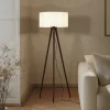 Lindby Gang|Gulvlamper > gulvlampe Charlia, hvid, valnøddetræ, højde 150 cm