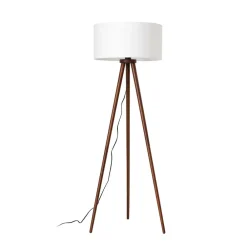 Lindby Gang|Gulvlamper > gulvlampe Charlia, hvid, valnøddetræ, højde 150 cm