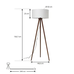 Lindby Gang|Gulvlamper > gulvlampe Charlia, hvid, valnøddetræ, højde 150 cm