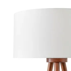 Lindby Gang|Gulvlamper > gulvlampe Charlia, hvid, valnøddetræ, højde 150 cm