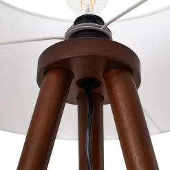 Lindby Gang|Gulvlamper > gulvlampe Charlia, hvid, valnøddetræ, højde 150 cm