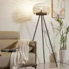 Lindby Gulvlamper|Gulvlamper > gulvlampe Ediz, sort, træ, 159 cm høj, E27