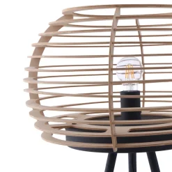 Lindby Gulvlamper|Gulvlamper > gulvlampe Ediz, sort, træ, 159 cm høj, E27