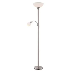 Lindby Gulvlamper|Gulvlamper > gulvlampe Elaina, 180 cm, nikkelfarvet, læselampe